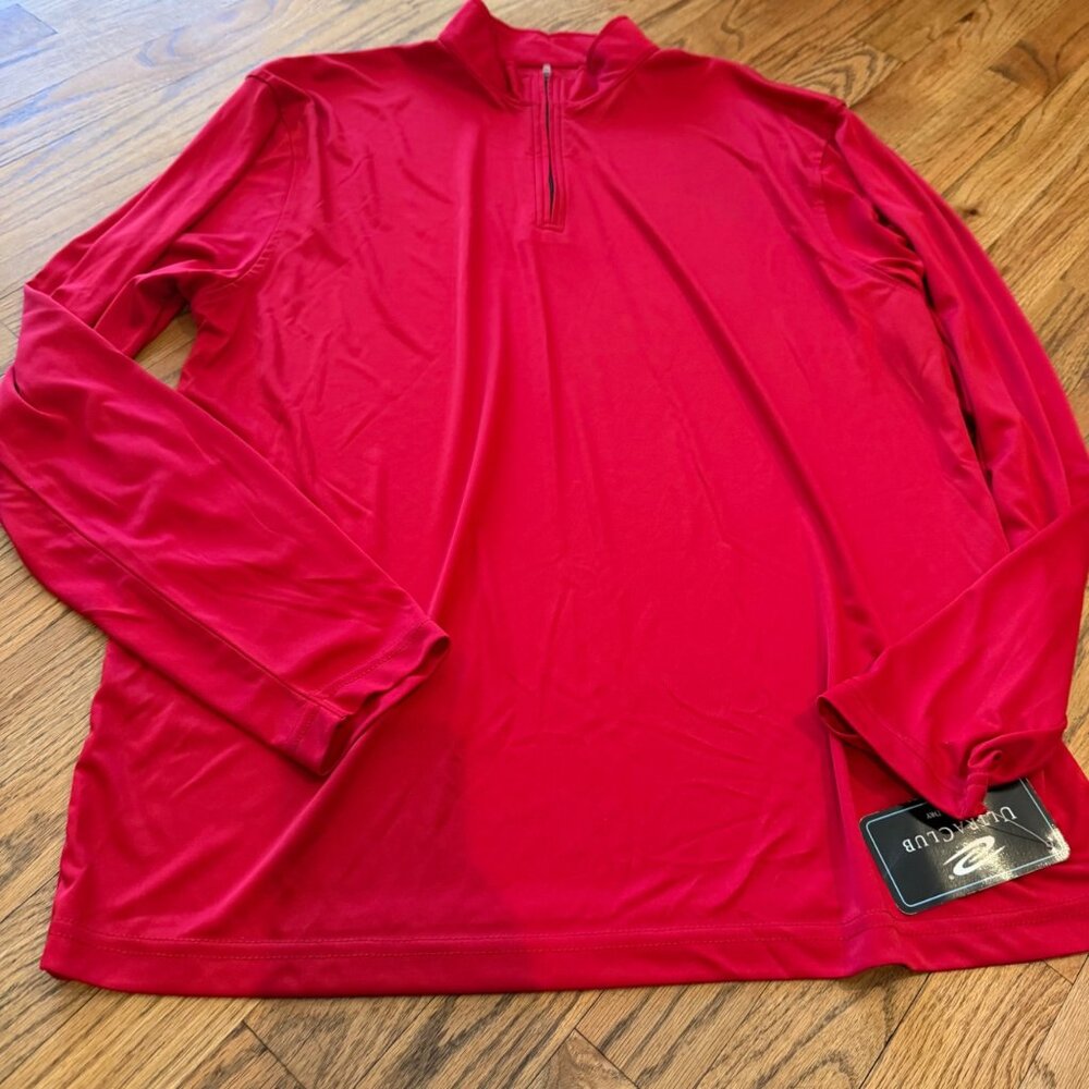 ULTRACLUB MENS RED 3/4 ZIP PULLOVER LARGE NEW - Picture 2 of 8